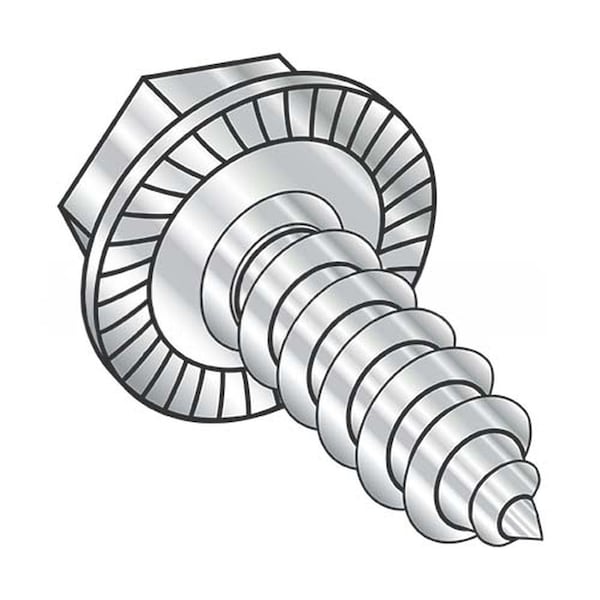 Usa Industrials Self-Drilling Screw, #8-18 x 1", Plain 18-8 Stainless Steel Flange Hex Head External Hex Drive BULK-SCRW-14251 - main
